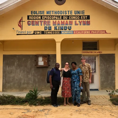 Blanchard Ayinza, Anita Müller and Ulrich Bachmann with Dr. Marie-Claire Manafundu, Director of the Centre Maman Lynn