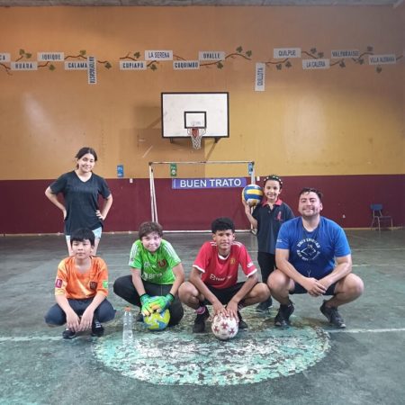 Children and young people take sports courses together with trainers